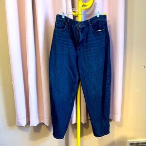 LOFT Dark Blue 100% Cotton Denim Barrel Jeans 16T tall 33